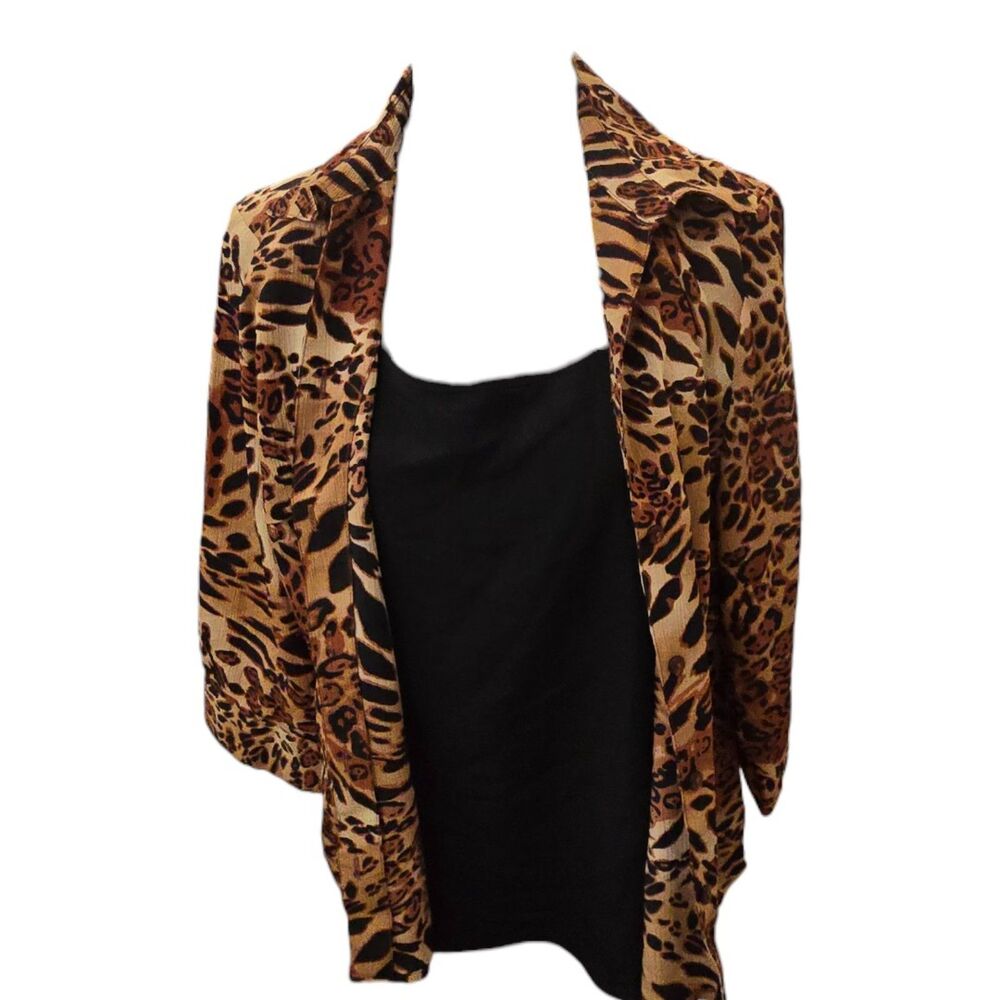 Notation Animal Print Jacket Leopard Tiger Button… - image 7